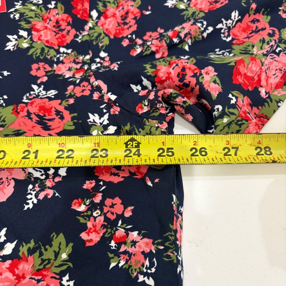 BC Collection Mens Floral Rose Print Short Sleeve Button Down Shirt Navy 3XL NEW - Picture 4 of 6